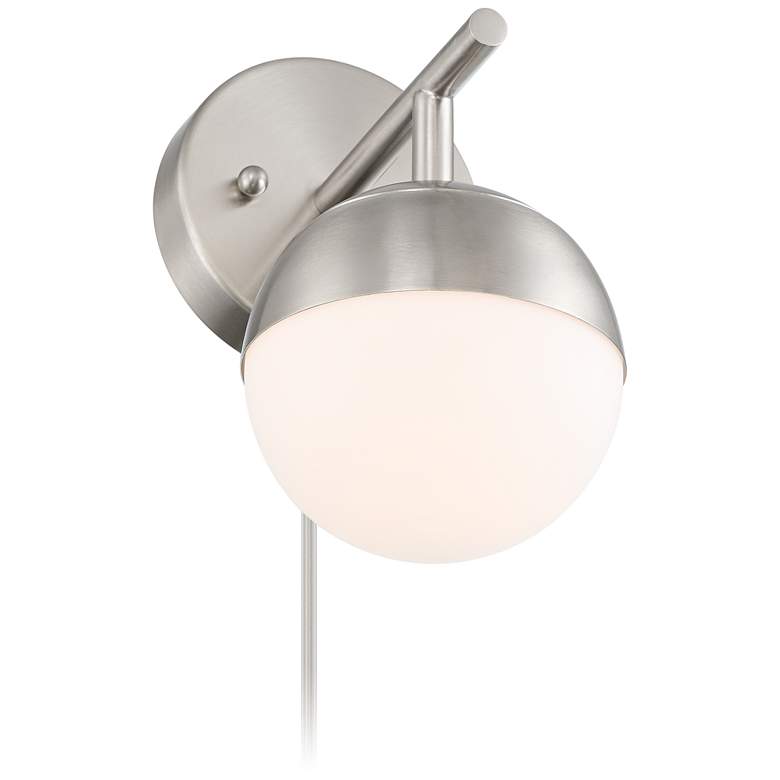 Image 6 360 Lighting Luna 10" Brushed Nickel Globe Modern Plug-In Wall Lamp more views