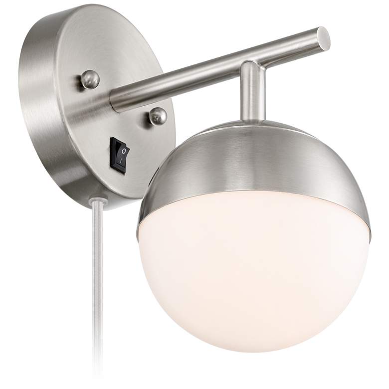 Image 7 360 Lighting Luna 10" Brushed Nickel Globe Modern Plug-In Wall Lamp more views