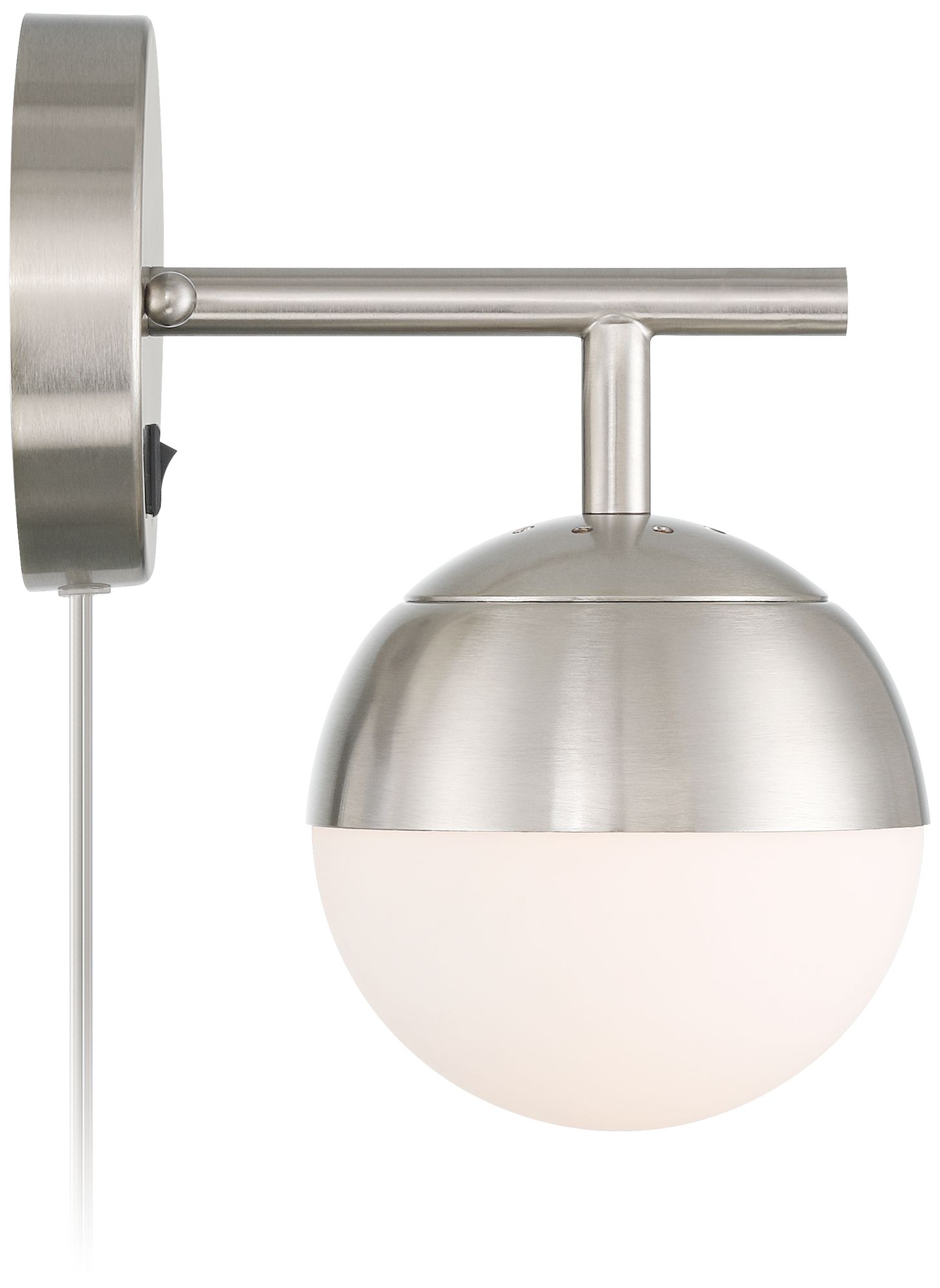 360 Lighting Luna 10" Brushed Nickel Globe Modern Plug-In Wall Lamp