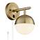 360 Lighting Luna 10" Globe Brass Plug-In Wall Lamp with USB Dimmer