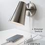 6_360 Lighting Luna 10" Globe Brass Plug-In Wall Lamp with USB Dimmer more views