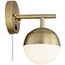 7_360 Lighting Luna 10" Globe Brass Plug-In Wall Lamp with USB Dimmer more views