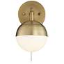 6_360 Lighting Luna 10" High Brass Globe Modern Plug-In Wall Lamp more views