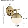 7_360 Lighting Luna 10" High Brass Globe Modern Plug-In Wall Lamp more views
