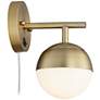360 Lighting Luna Brass and White Glass Globe Modern Plug-In Wall Lamp
