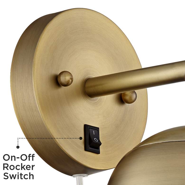 Image 3 360 Lighting Luna Brass Plug-In Wall Lamps Set of 2 with Smart Sockets more views