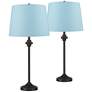 1_360 Lighting Lynn 26" High Blue Shade Black Buffet Lamps Set of 2