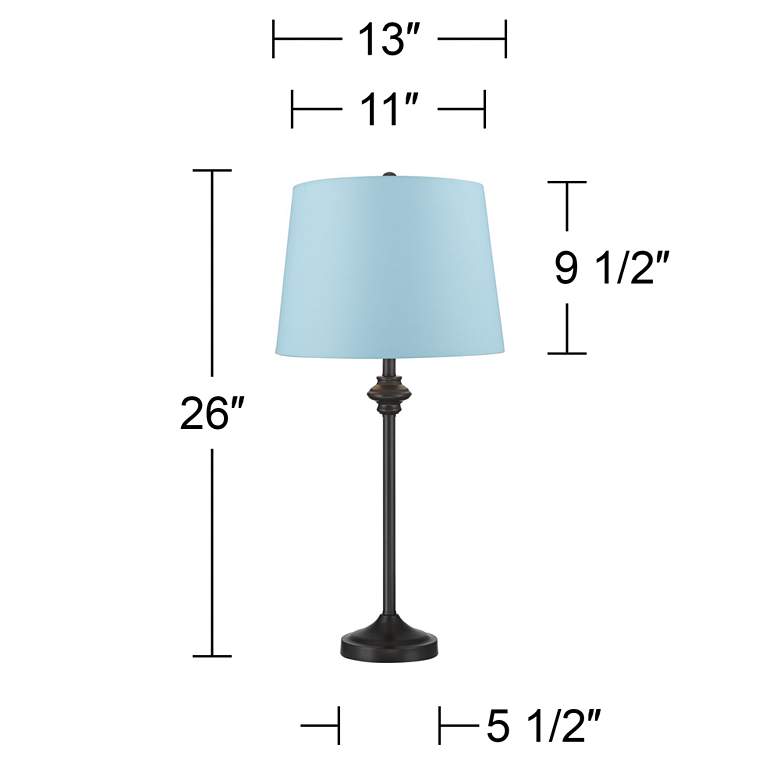 Image 5 360 Lighting Lynn 26" High Blue Shade Black Buffet Lamps Set of 2 more views