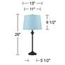 360 Lighting Lynn 26" High Blue Shade Black Buffet Lamps Set of 2