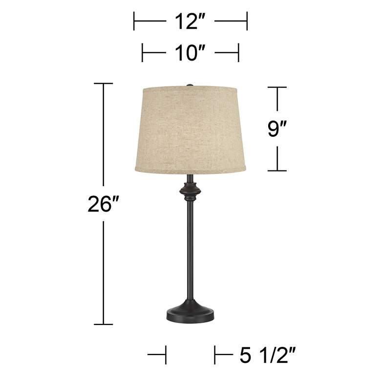 Image 7 360 Lighting Lynn 26 inch High Bronze Burlap Buffet Lamps Set of 2 more views