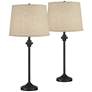 1_360 Lighting Lynn 26" High Burlap Shade Black Buffet Lamps Set of 2