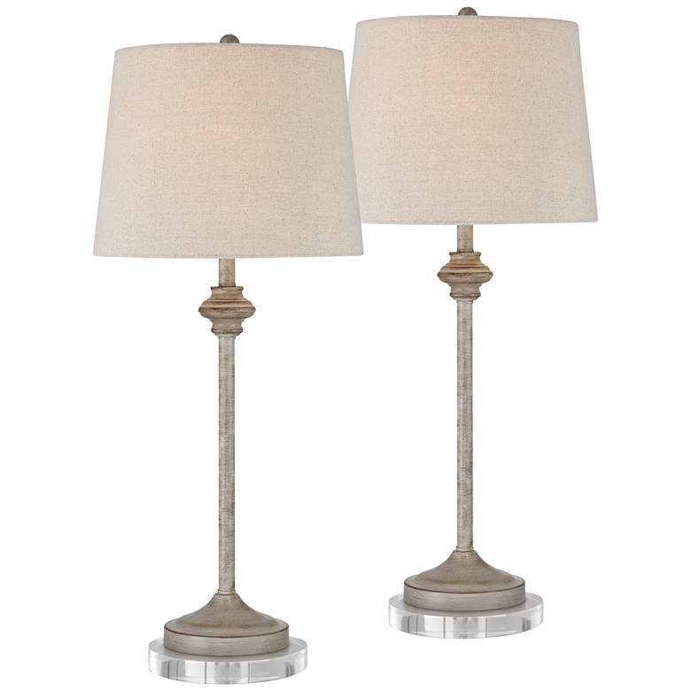 Image 1 360 Lighting Lynn 27 3/4 inch Faux Wood Buffet Lamps with Acrylic Risers