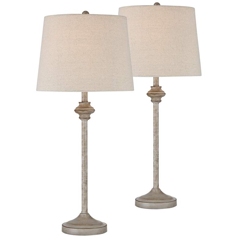 Image 2 360 Lighting Lynn Beige Wood Finish Buffet Table Lamps Set of 2