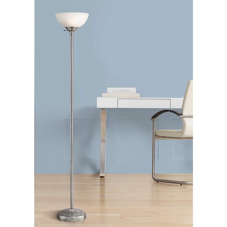 Image 2 360 Lighting Maddox 71" High Satin Nickel Torchiere Floor Lamp