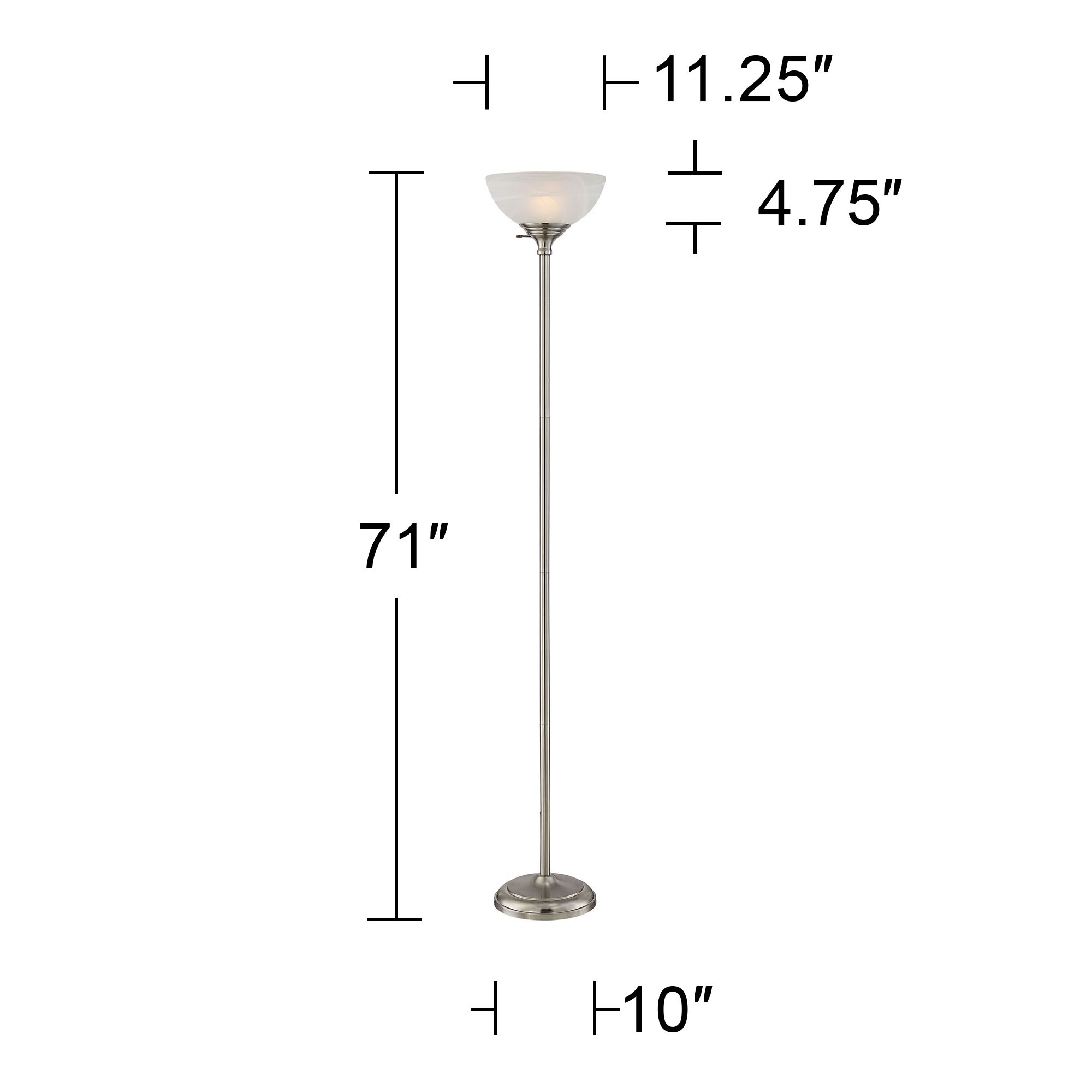 360 Lighting Maddox 71" High Satin Nickel Torchiere Floor Lamp in scene