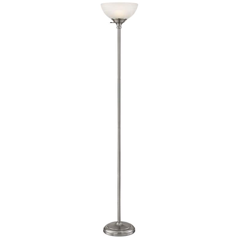 Image 2 360 Lighting Maddox 71" Nickel Torchiere Floor Lamp with USB Dimmer