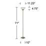 360 Lighting Maddox 71" Nickel Torchiere Floor Lamp with USB Dimmer