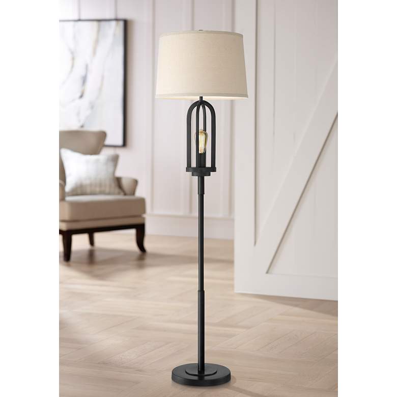 Image 1 360 Lighting Marcel 64 inch Black Metal Floor Lamp with Edison Night Light