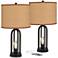 360 Lighting Marcel Black with Peanut Shade LED USB Table Lamps Set of 2