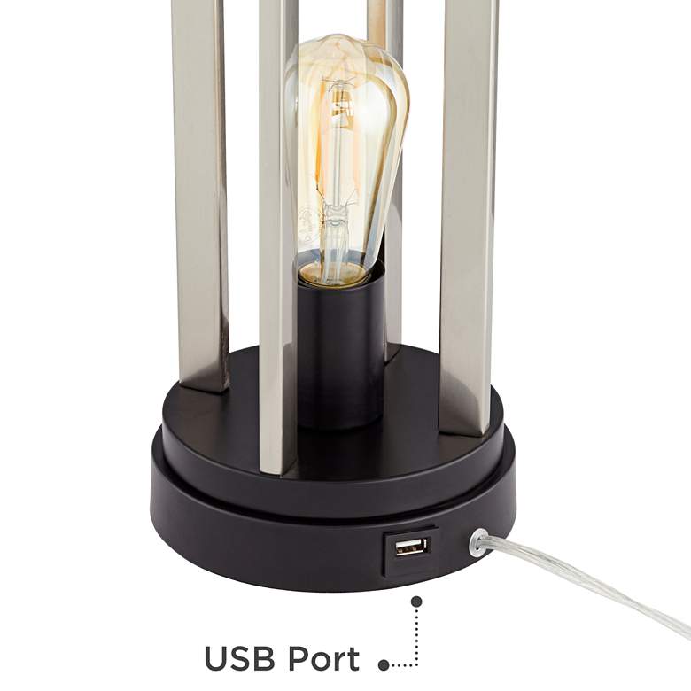 Image 5 360 Lighting Marcel Brushed Nickel Night Light USB Table Lamps Set of 2 more views