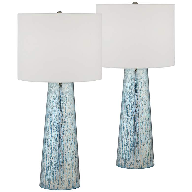Image 2 360 Lighting Marcus 30" Tapered Column Mercury Glass Lamps Set of 2