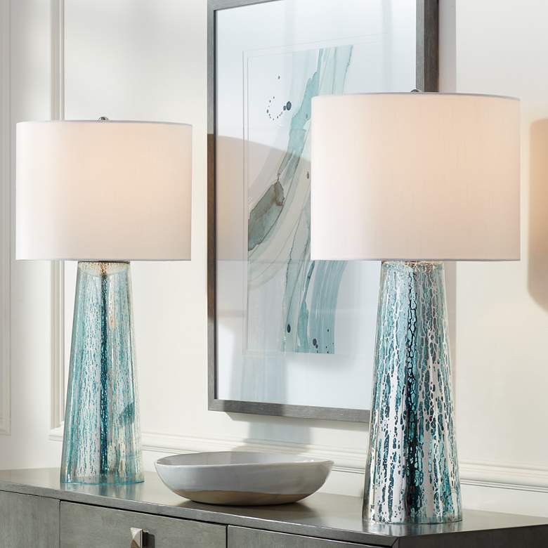 Image 1 360 Lighting Marcus 30" Tapered Column Mercury Glass Lamps Set of 2