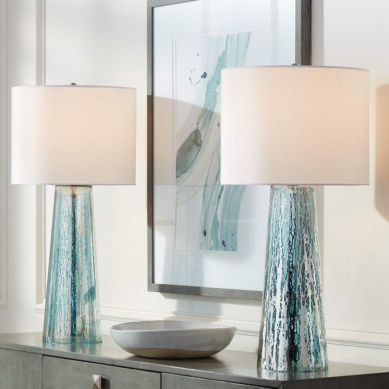 Image 1 360 Lighting Marcus Tapered Column Mercury Glass Table Lamps Set of 2