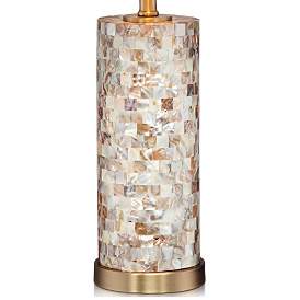 Image4 of 360 Lighting Margaret 23" Mother of Pearl Tile Cylinder Table Lamp more views