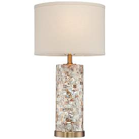 Image5 of 360 Lighting Margaret 23" Mother of Pearl Tile Cylinder Table Lamp more views