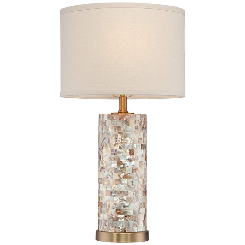Image 5 360 Lighting Margaret 23 inch Mother of Pearl Tile Cylinder Table Lamp more views