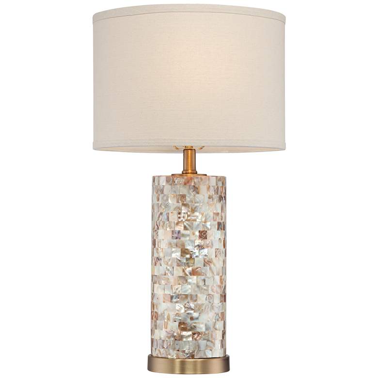 Image 5 360 Lighting Margaret 23" Mother of Pearl Tile Cylinder Table Lamp more views