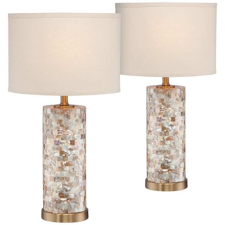 Image 2 360 Lighting Margaret 23" Mother of Pearl Tile Table Lamps Set of 2