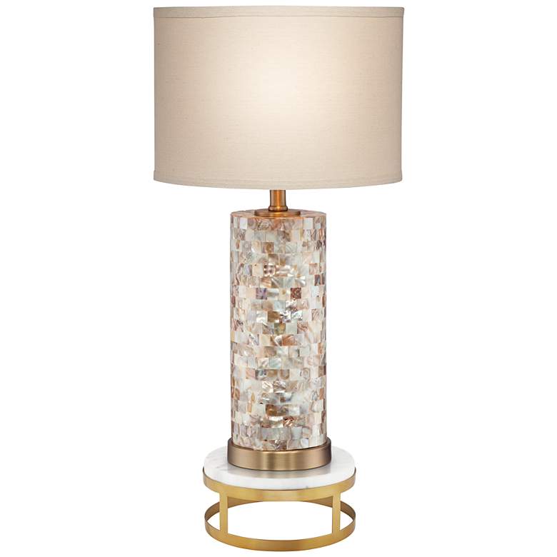 Image 1 360 Lighting Margaret 26 3/4 inch Mother of Pearl Lamp with Round Riser
