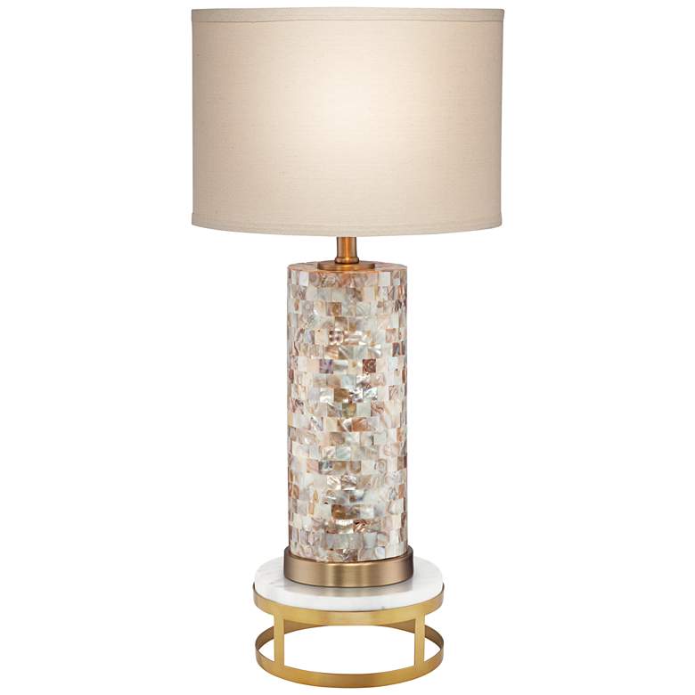 Image 1 360 Lighting Margaret 26 3/4" Mother of Pearl Lamp with Round Riser