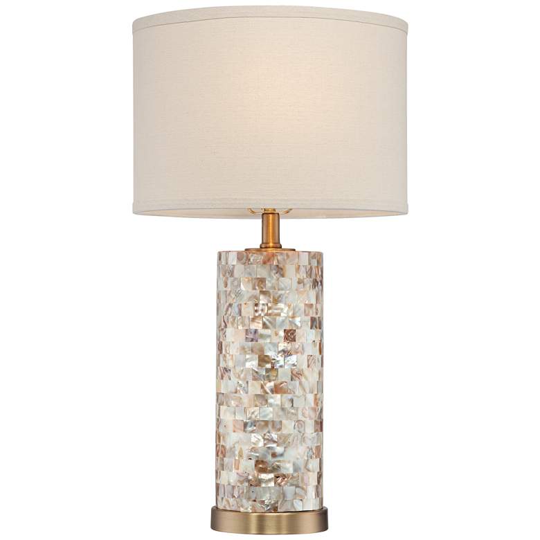 Image 4 360 Lighting Margaret 26 3/4 inch Mother of Pearl Lamp with Round Riser more views