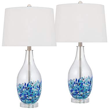 360 Lighting Marnie 27 3/4" Blue Art Glass Table Lamps Set of 2