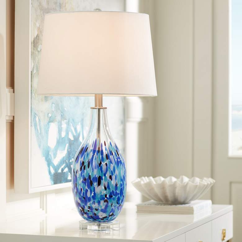 Image 1 360 Lighting Marnie 27 3/4 inch Blue Art Glass Modern Table Lamp