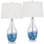 1_360 Lighting Marnie 27 3/4" Blue Art Glass Table Lamps Set of 2