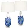 360 Lighting Marnie Blue Art Glass Table Lamps Set of 2