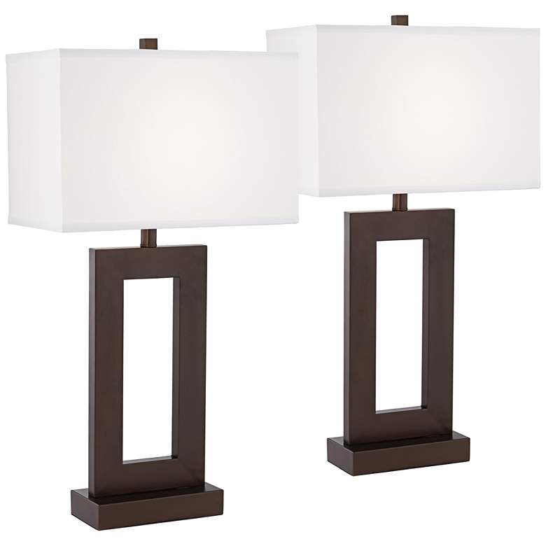 Image 2 360 Lighting Marshall 30 1/4" Bronze Open Window Table Lamps Set of 2