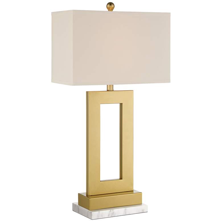 Image 1 360 Lighting Marshall Gold Open Rectangle Lamp with White Marble Riser