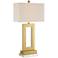 360 Lighting Marshall Gold Open Rectangle Lamp with White Marble Riser