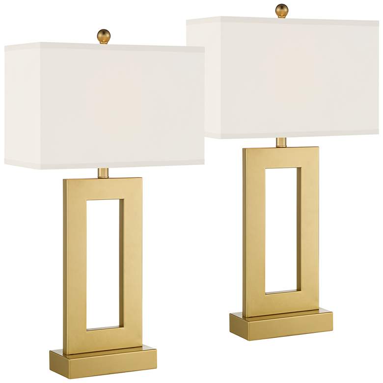 Image 2 360 Lighting Marshall Modern Luxe Gold Open Rectangle Table Lamps Set of 2