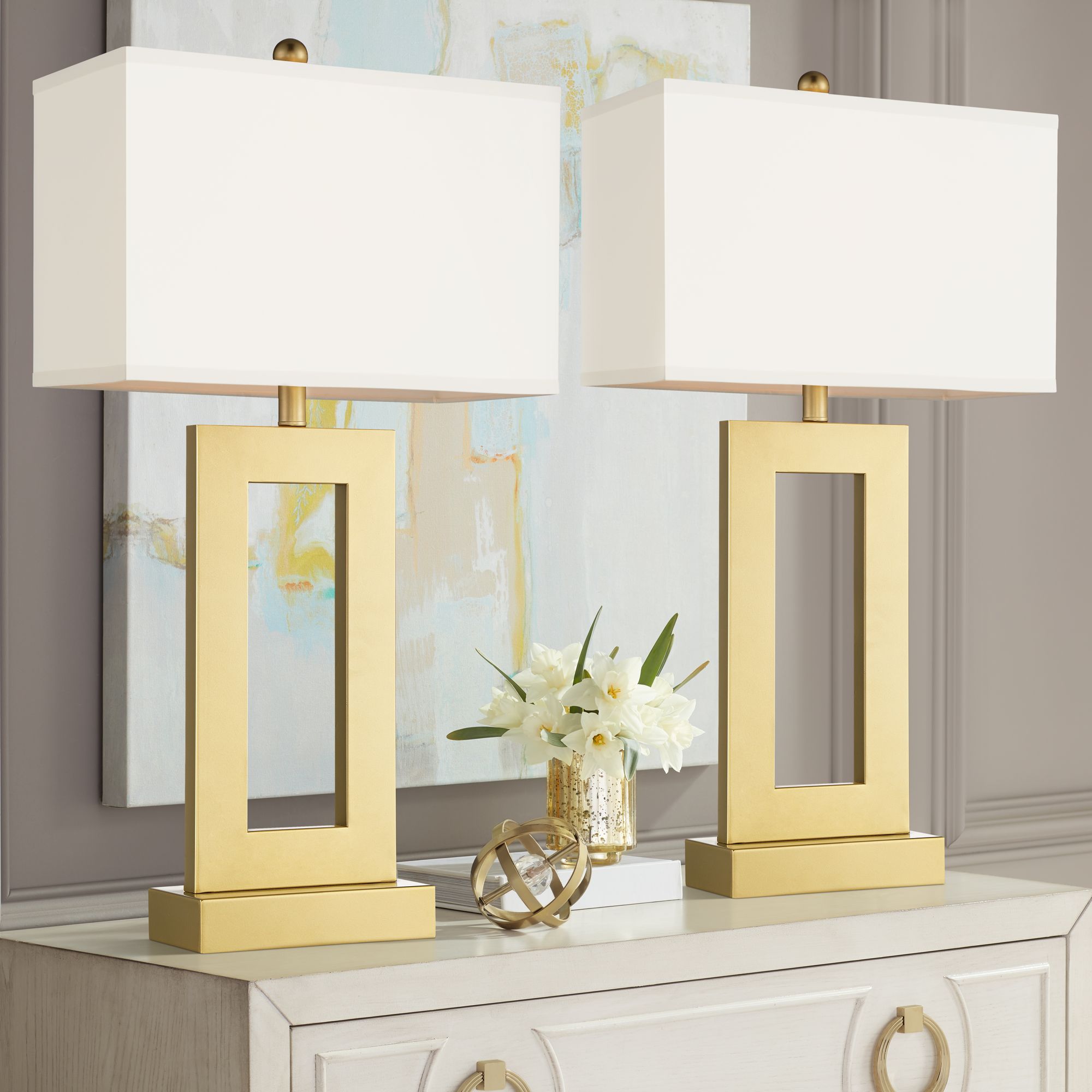 Gold table lamp deals set