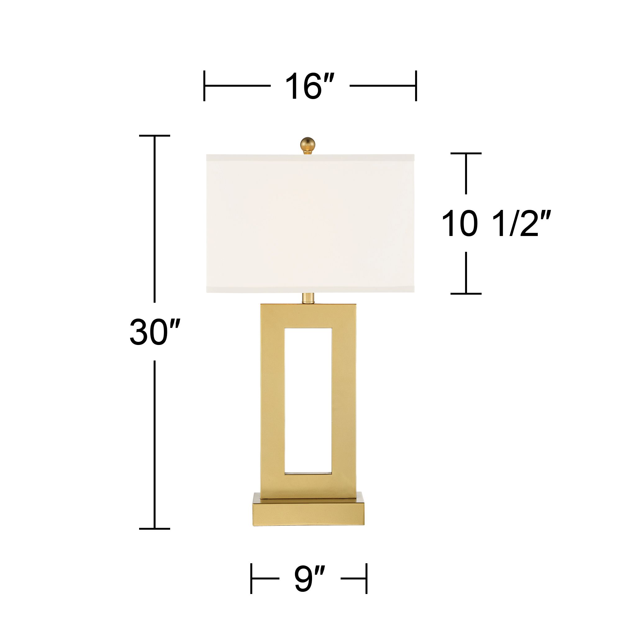360 Lighting Marshall Modern Luxe Gold Open Rectangle Table Lamps Set of 2