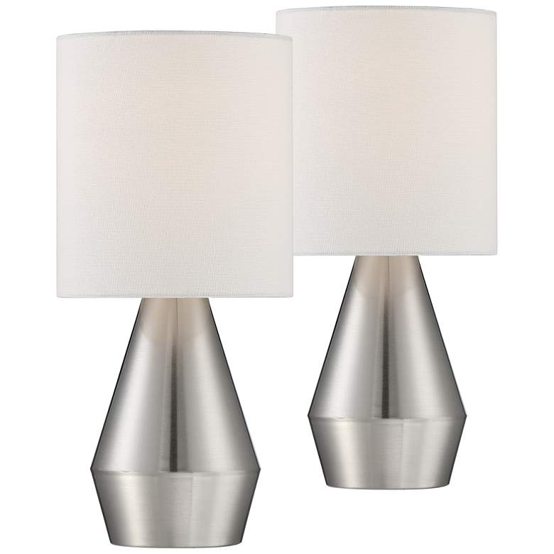 360 Lighting Marty 12 1/2&quot; Brushed Nickel Accent Table Lamps Set of 2