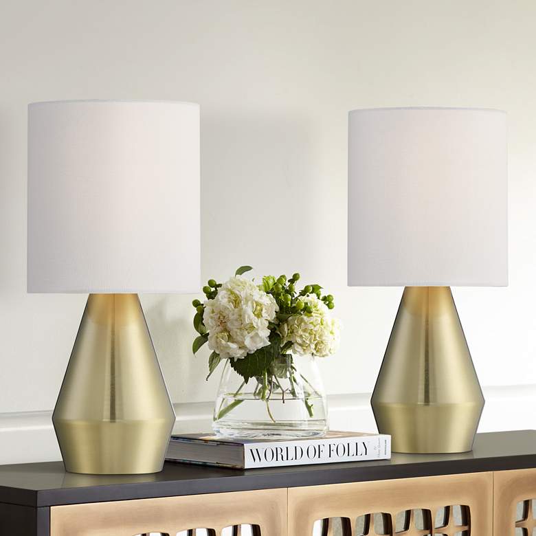 Image 1 360 Lighting Marty 14 3/4 inch High Brass Accent Table Lamps Set of 2