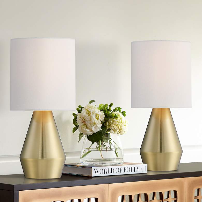 Image 6 360 Lighting Marty 14 3/4 inch High Brass Accent Table Lamps Set of 2 more views