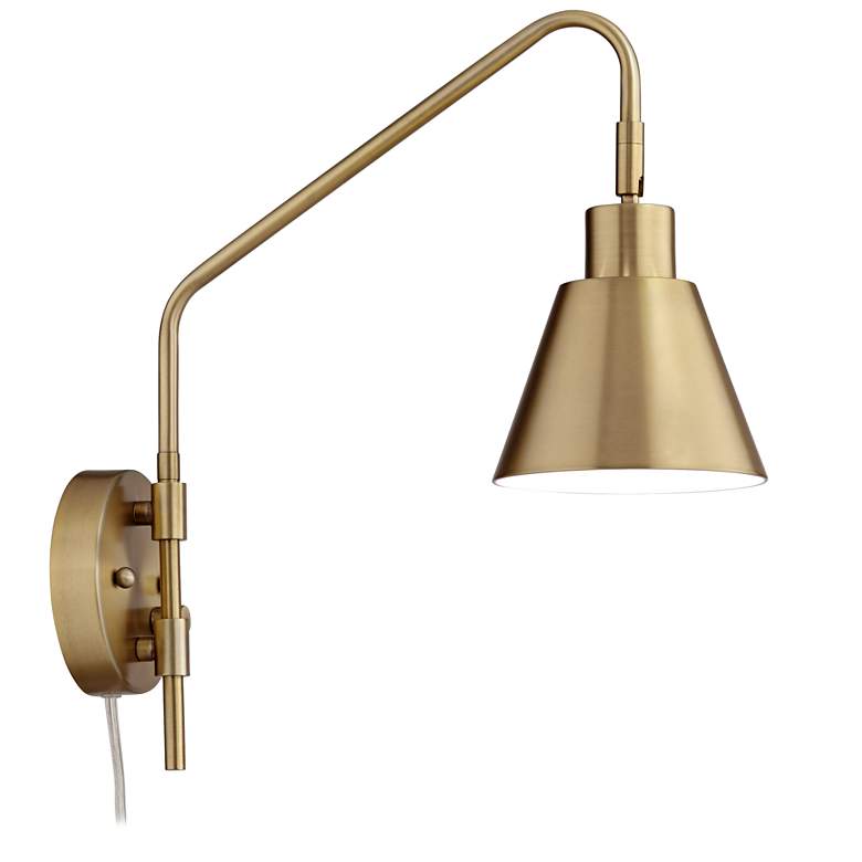 Image 6 360 Lighting Marybel Antique Brass Plug-In Swing Arm Wall Lamps Set of 2 more views