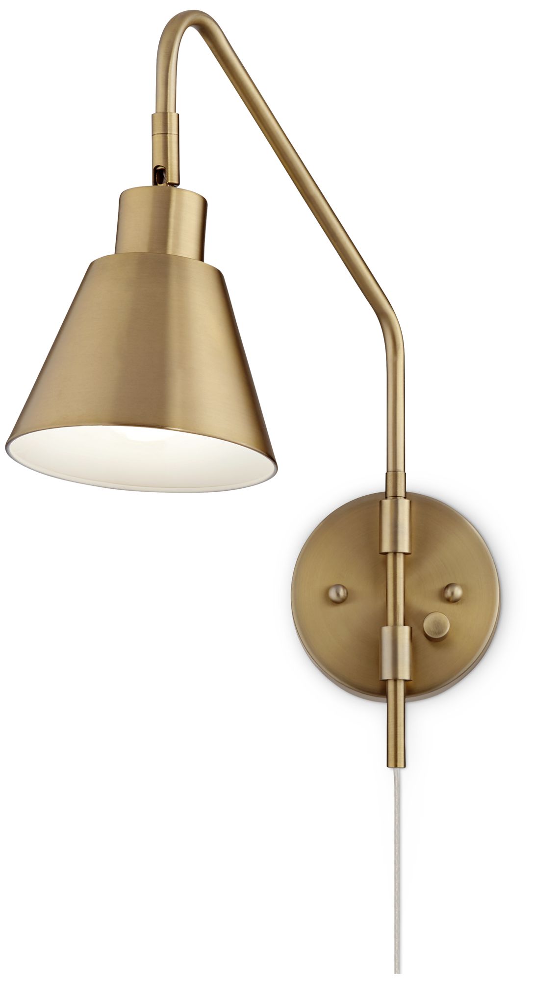 360 Lighting Marybel Antique Brass Plug-In Swing Arm Wall Lamps Set of 2